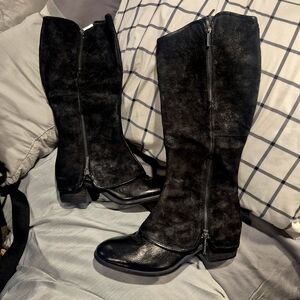 Donald J. Pliner Black Suede Heeled Boots